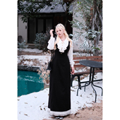 糯米子{法兰之旅}法式 假两件连衣裙优雅显瘦收腰减龄背带裙子