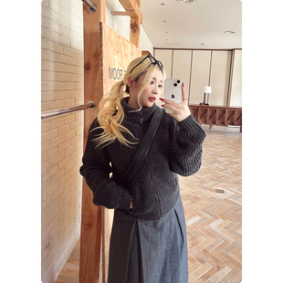 时尚 宽松显瘦短外套秋冬厚款 慵懒风气质外搭 灰色轨迹 糯米子