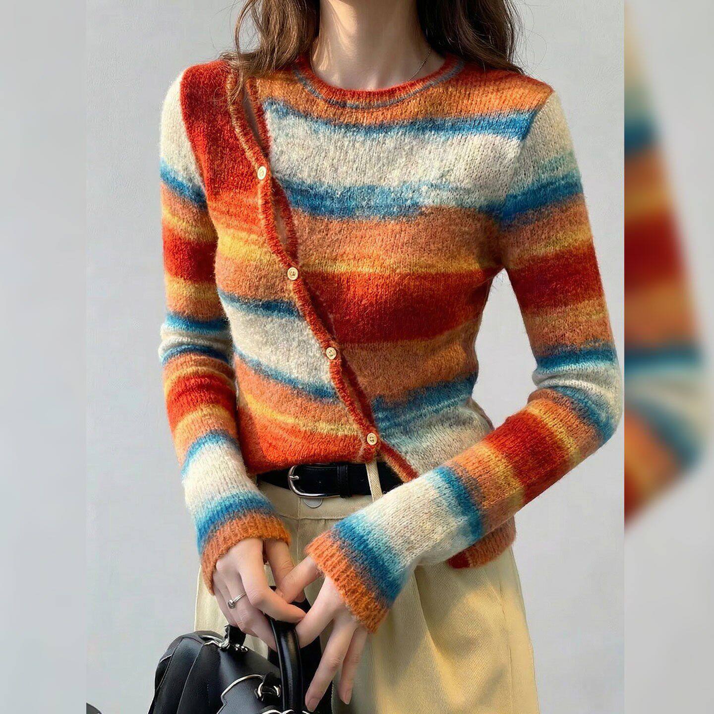 气质图片色针织毛衣通勤百搭显瘦高级感时尚长袖女装2025冬季新款,女装/女士精品,羊绒衫,淘宝优惠券,粉丝福利购,淘宝优惠卷