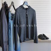 深圳南油高端货 山羊绒条纹连帽轻薄上衣百搭可内搭可外穿连帽衫