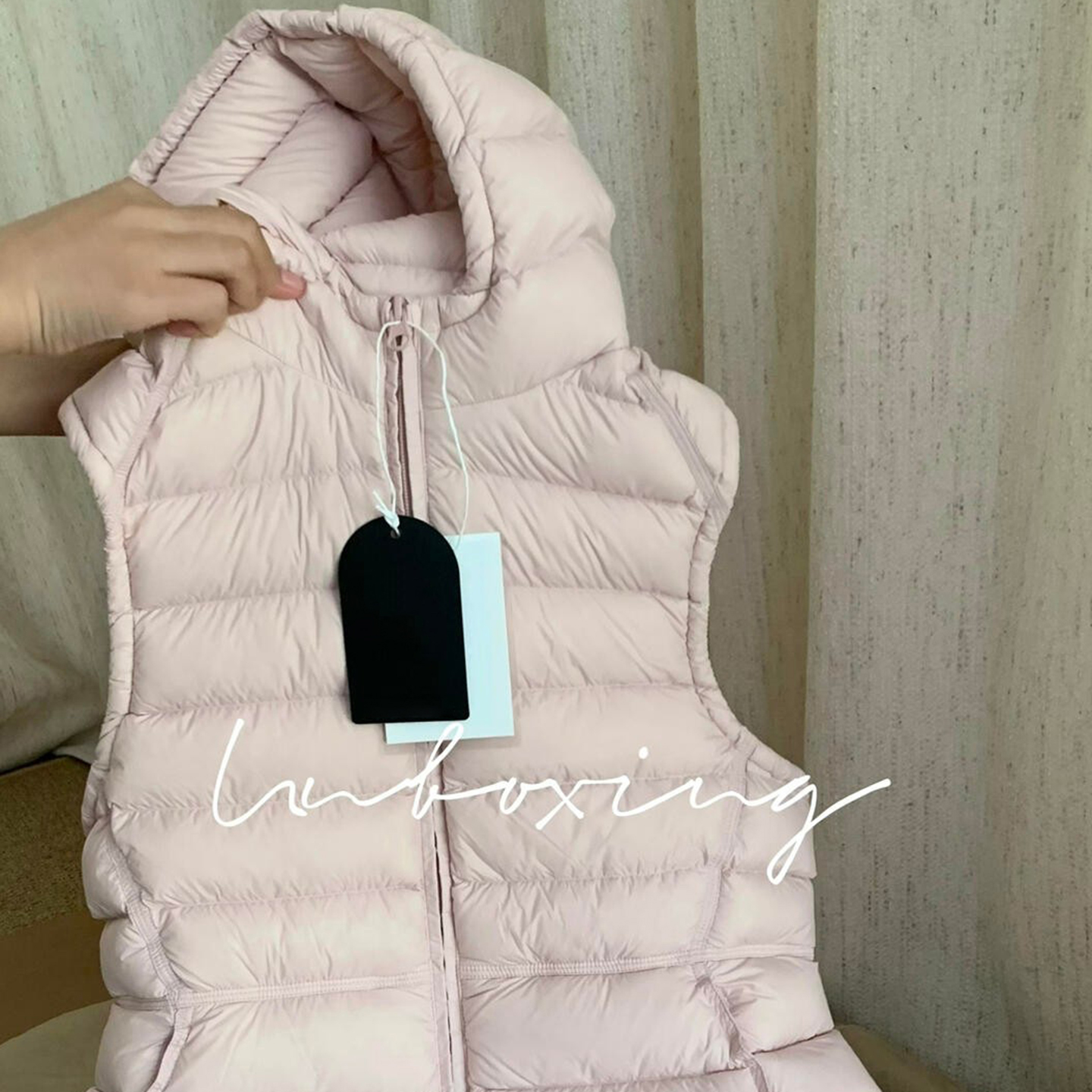 CHAO级推荐！低饱和粉色白鸭绒连帽羽绒服马甲女冬季轻便保暖外套