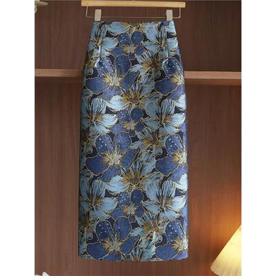 清仓一线品牌专柜小香风法式高腰a字碎花半身裙子长裙女2025春夏