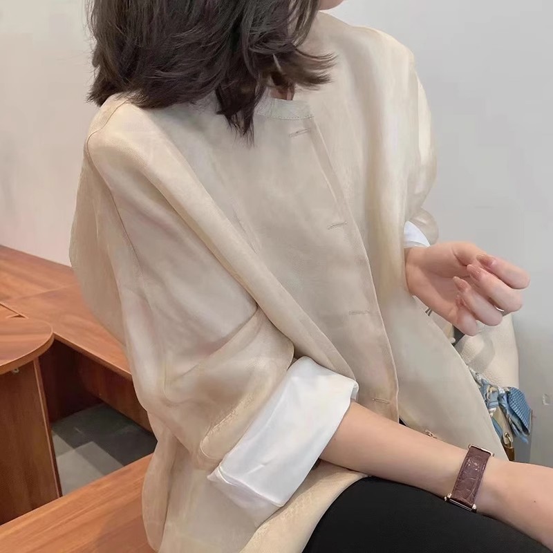 大牌撤回中式国风桑蚕丝衬衫长袖欧根纱防晒衫外套设计感上衣女