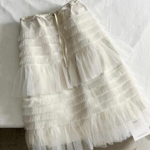 2026年春款韩系设计感网纱半身裙女高腰A字蛋糕裙温柔高级感纱裙