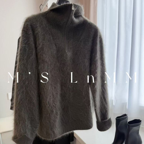 CHAO级推荐！咖绿色山羊绒拉绒套头毛衣女冬季老钱穿搭软糯针织衫