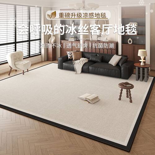 冰丝凉席地垫客厅耐脏易打理免洗2025新款榻榻米地垫茶几卧室地毯