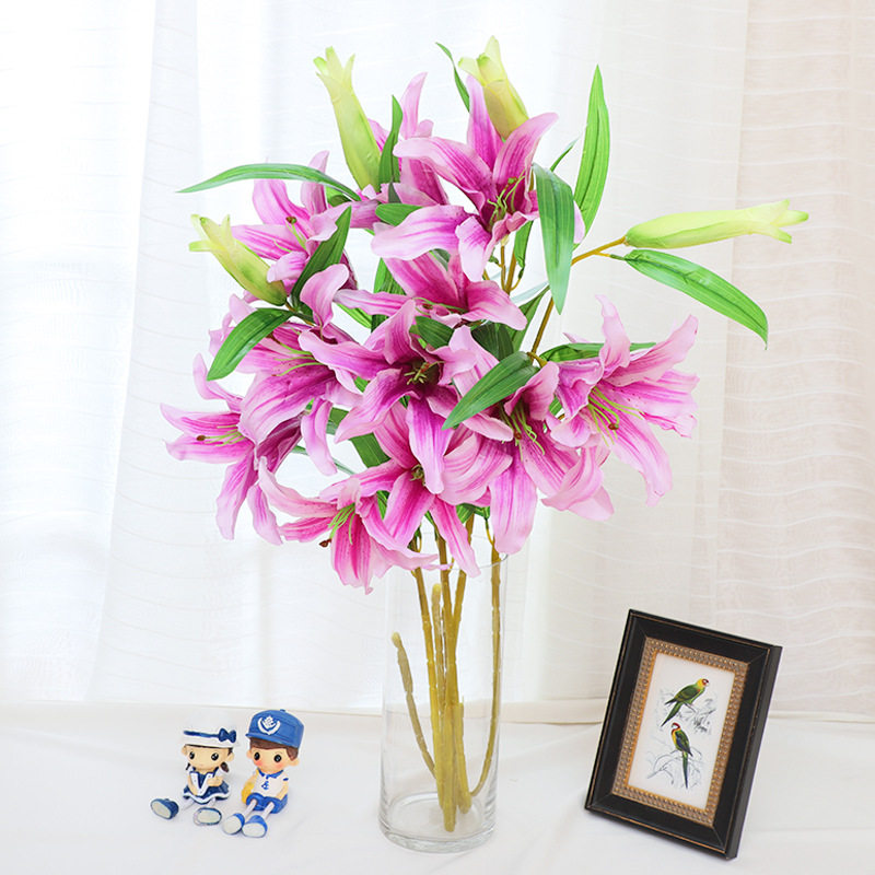 仿真百合花假花束单支客厅塑料餐桌装饰室内摆件百合干花瓶插花艺,鲜花速递/花卉仿真/绿植园艺,仿真花,淘宝优惠券,粉丝福利购,淘宝优惠卷