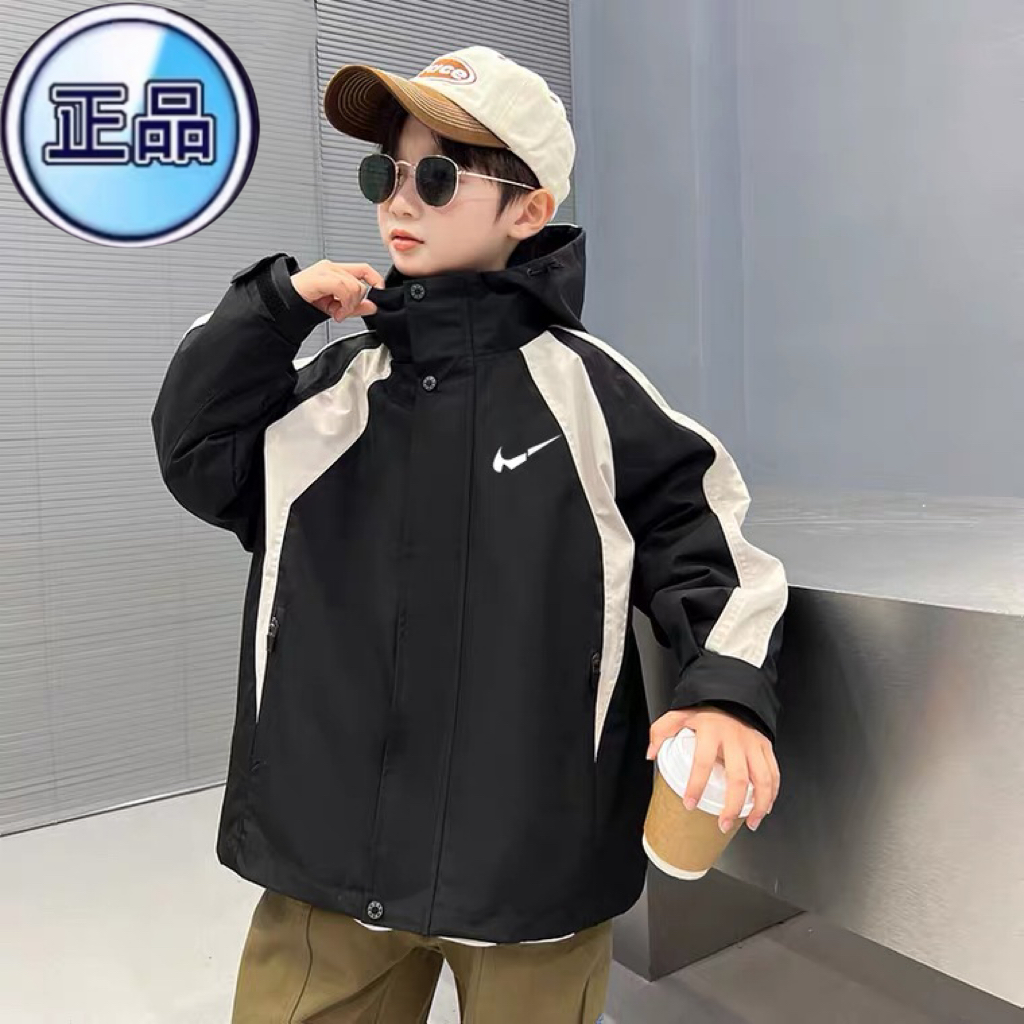 正品NK儿童冲锋衣三合一男童秋冬款可脱卸防风雨亲子装男宝外套潮