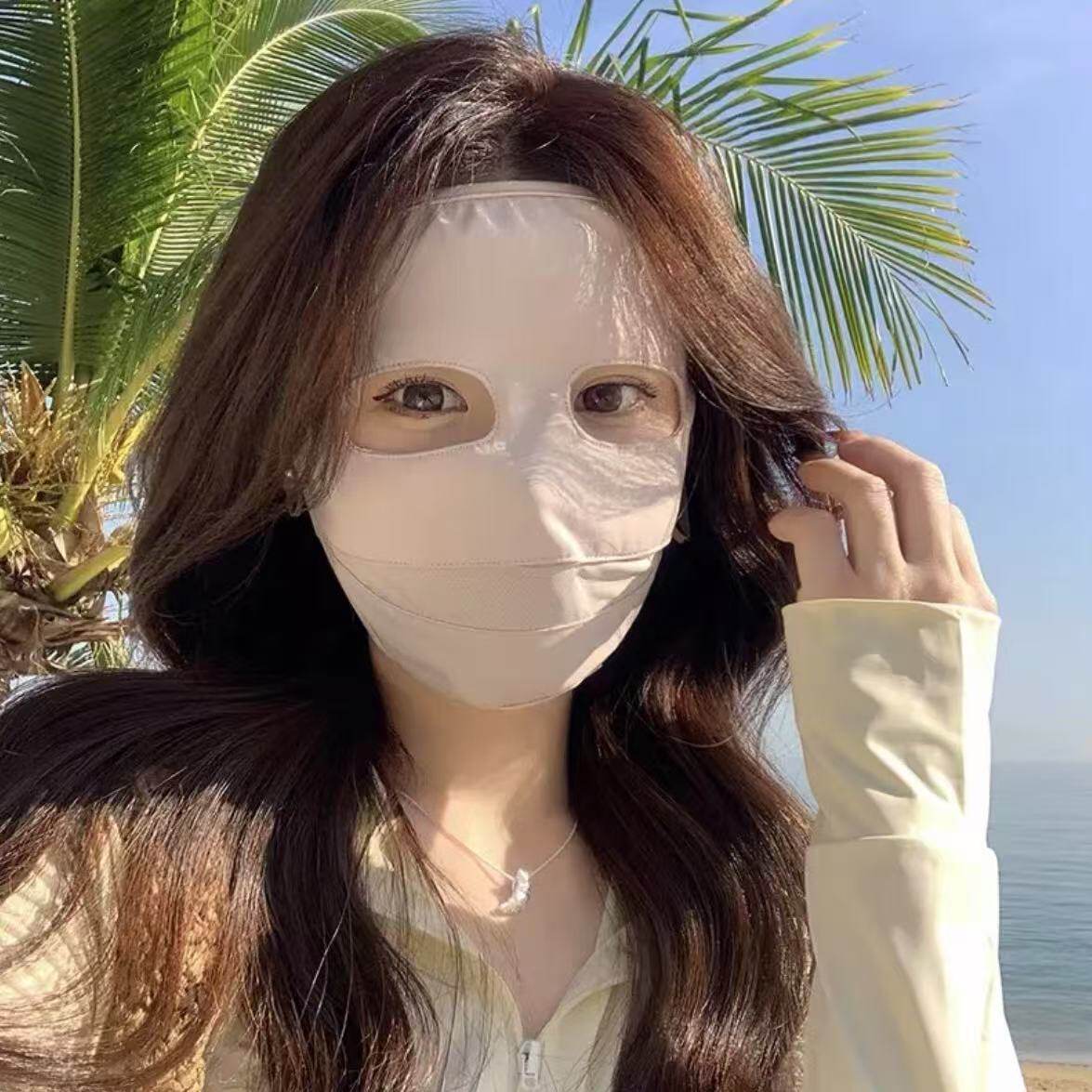 防晒面罩全脸防紫外线女夏季薄款骑车脸基尼透气遮阳面巾冰丝口罩