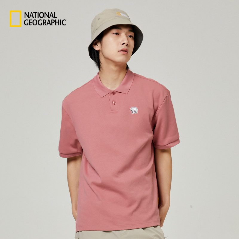 国家地理男女同款户外休闲翻领通勤T恤宽松版型短袖POLO衫上衣