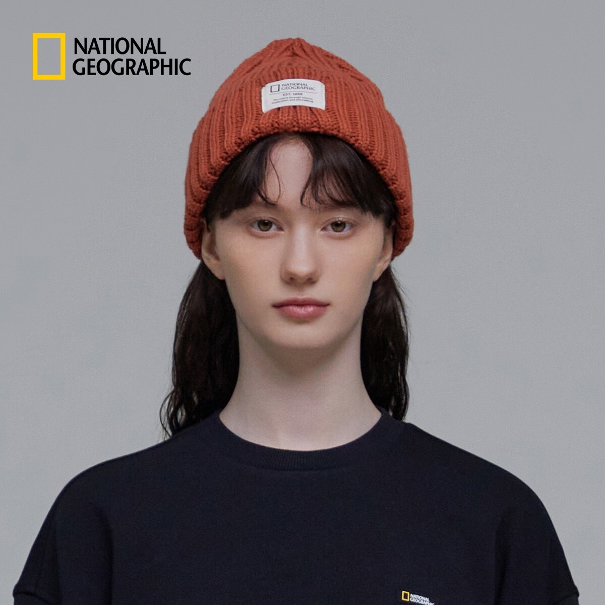 国家地理男女同款户外休闲帽檐有经典品牌LOGO针织帽冷帽