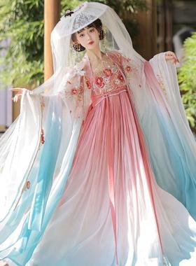 汉服女中国风原创汉元素大袖衫刺绣全套仙气飞花令秋季诃子裙唐制