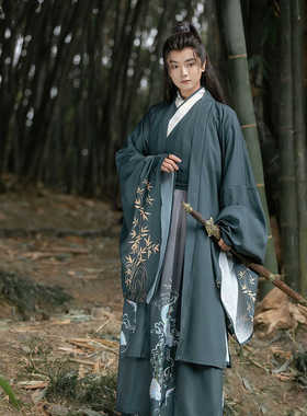 【龙腾】原创汉服魏晋风古装印花套装男女同款学生服班服侠客春秋