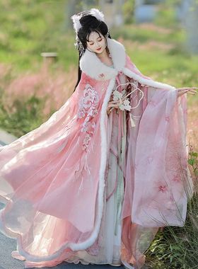 新款原创汉服女【梅映春雪】仙女交领齐腰裙仙气加绒保暖披风斗篷