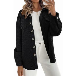 Lightweight Diamond Pocket Jacket Casual Women Solid