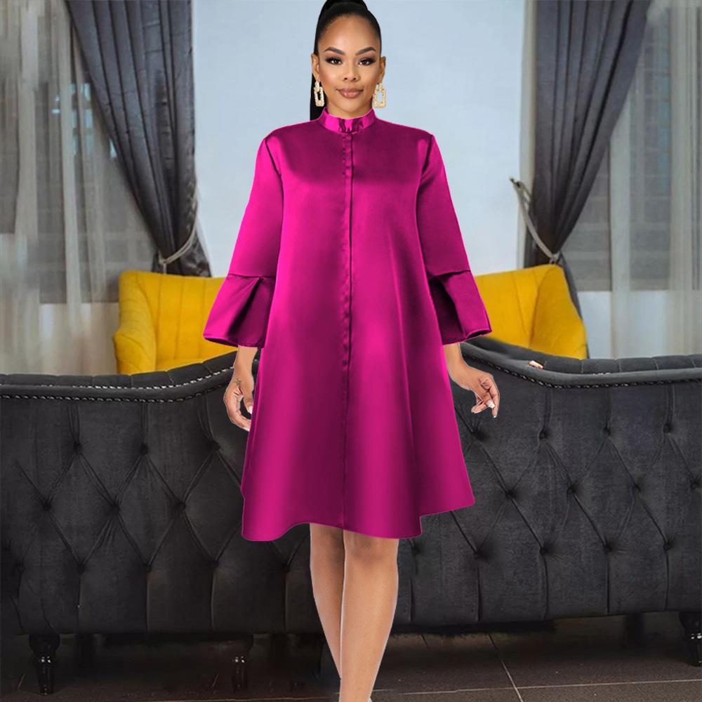 sleeve size party round trumpet women lady banquet neck for