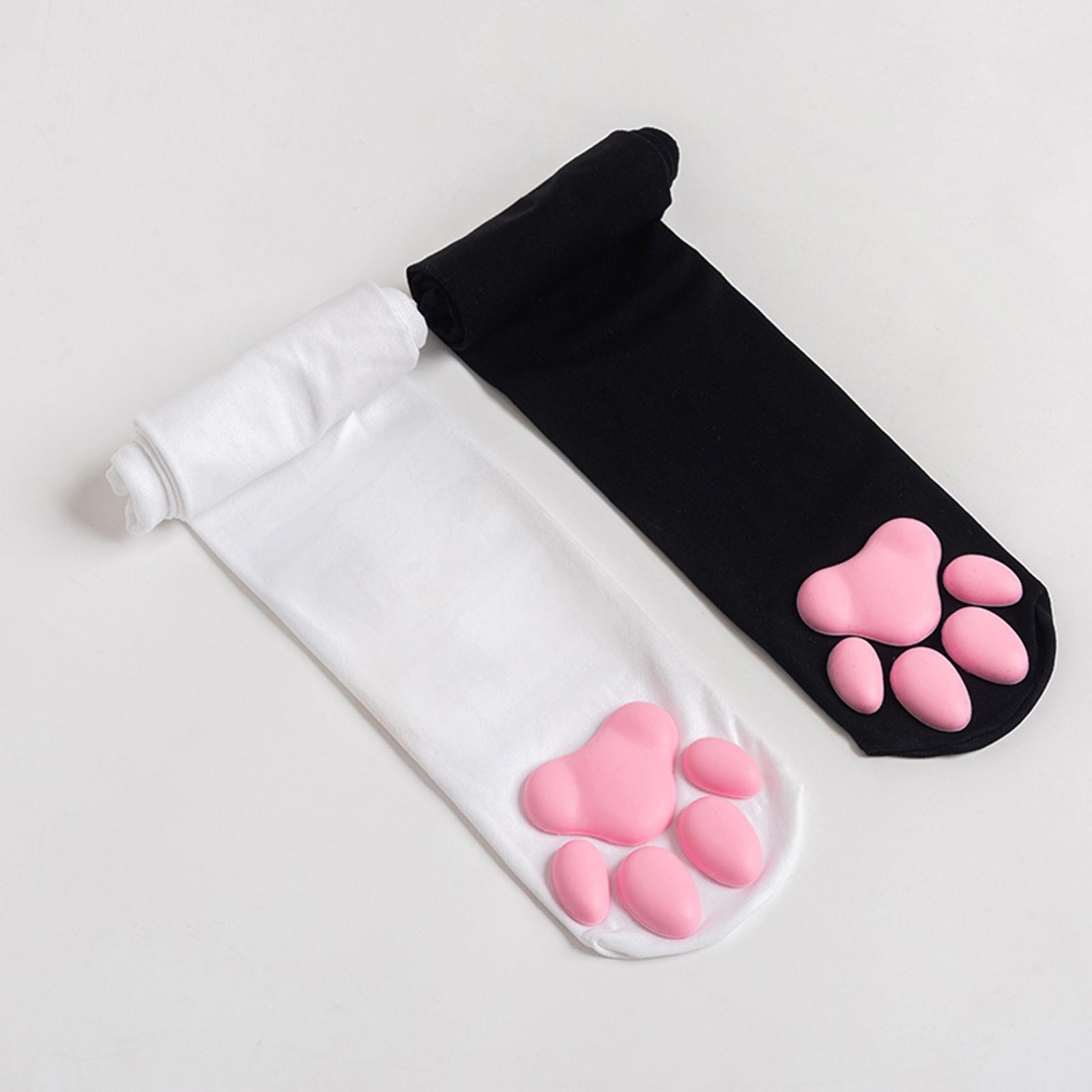 Japanese style cute cat meat pad over knee high socks