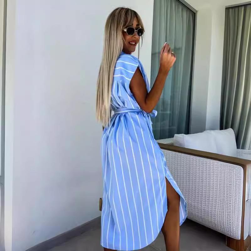 belt casual shirt dresses dress ankle-length colla women