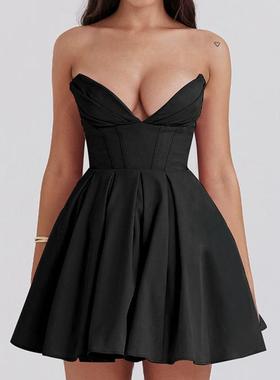 women for dress short backless sexy A-line waist-hugging
