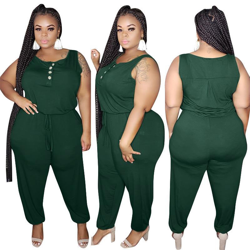 Knitted Loose Casual Solid Color Jumpsuit Plus Size Womens