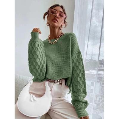 women for sweater neck round knitted red pullover cotton