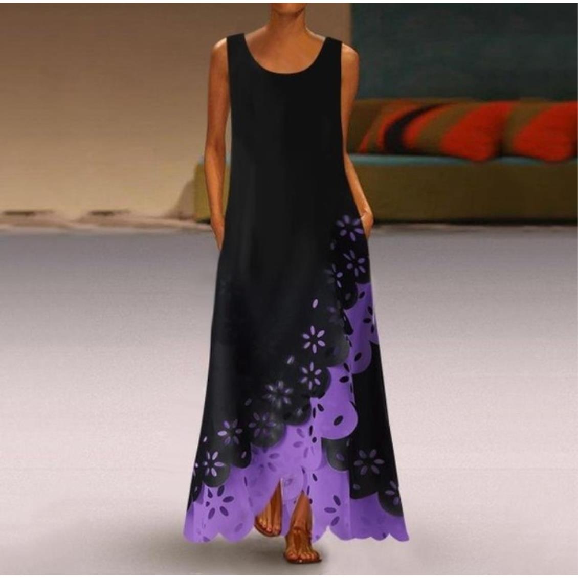 Womens fake two-piece sleeveless burnt flower hole large