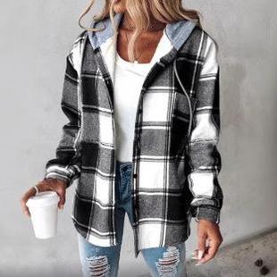 style Casual plaid ladies coat large