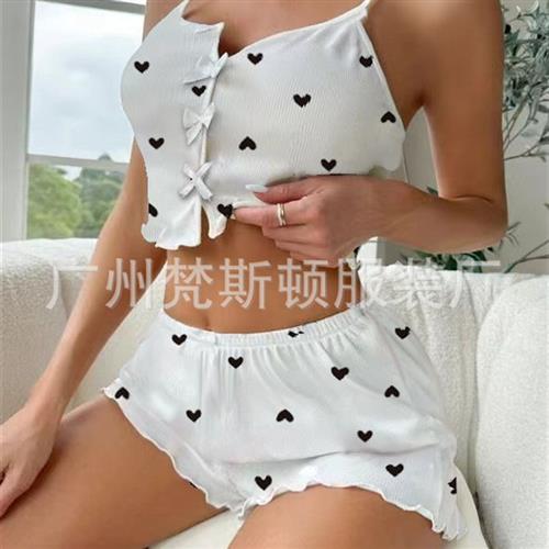 Lettuce Shorts Halter Eyelashes Pajama Collared Trim
