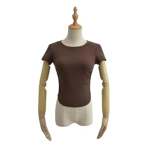 Pleated ant waist arc edge short T-shirt for women hot girl