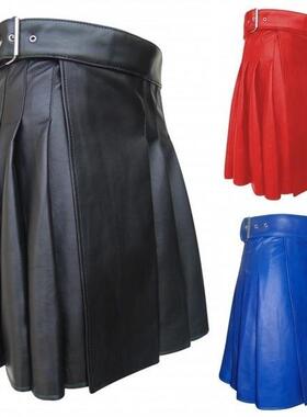 Plaid Scottish Festival Mens Leather Skirt Skirt Mens