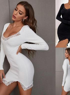 all-match frocks long comfortable slim dresses patchwork