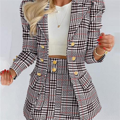 women two blazer femenino long conjunto outfits -line skirt