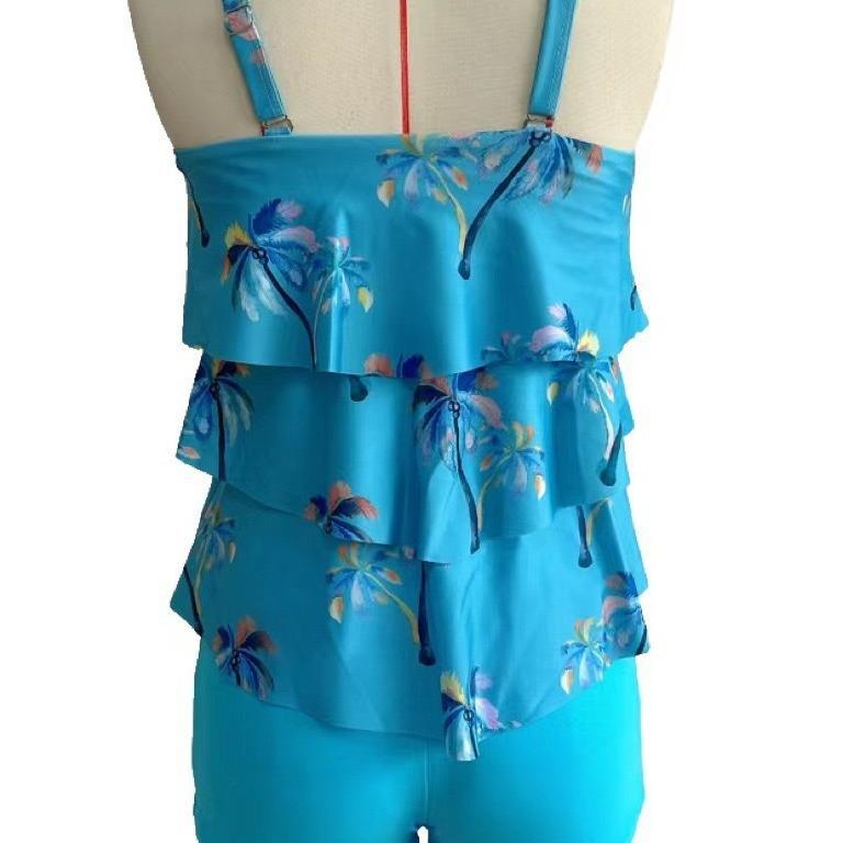 Swimsuit Ruffled Boxer Briefs Tankini Large Size Gradient