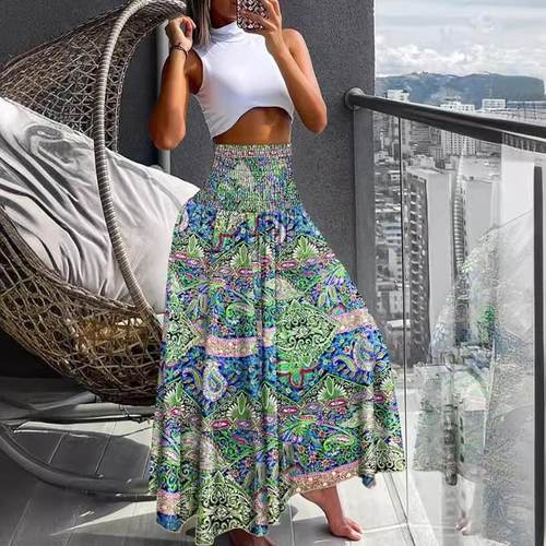 Womens summer half-length holiday casual skirt floral skirt