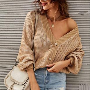 Jacket Knitted Hollow Sweater Button Cardigan Knitted