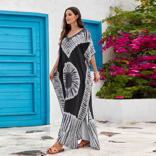 Rayon V-neck Maxi Dress Holiday Dress Plus Size Robe Bikini