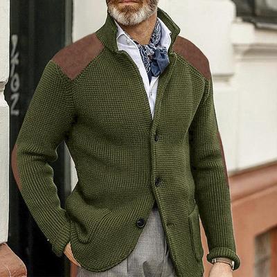Mens Knitted Cardigan Lapel Sweater Large Long Slim Sweater
