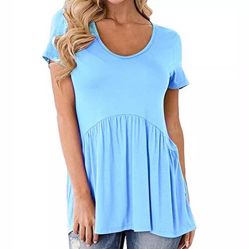 plain women t shirt summer tops regular sleeves loose long