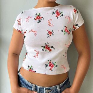 sleeved womens round Pure hot short neck girl cotton