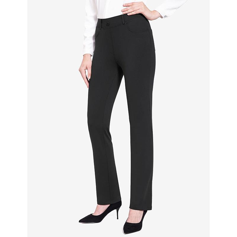 slim color flared elastic waist women trousers casual high