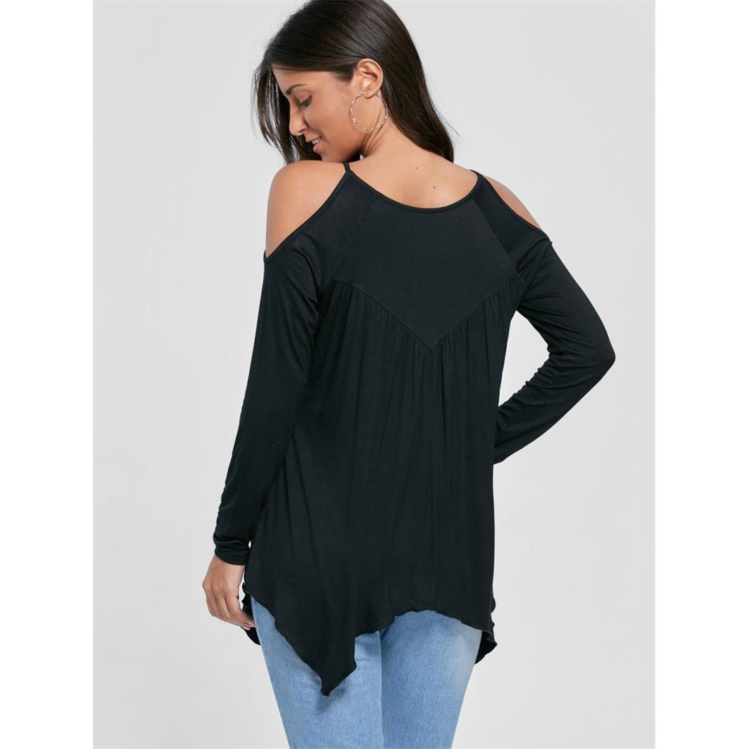 top casual T-shirt sleeve long shoulder the off stitching