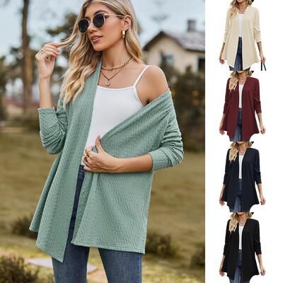 jacket knitted cardigan sleeve long twist small color solid
