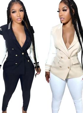 elegant street faux leather patchwork notched neck white