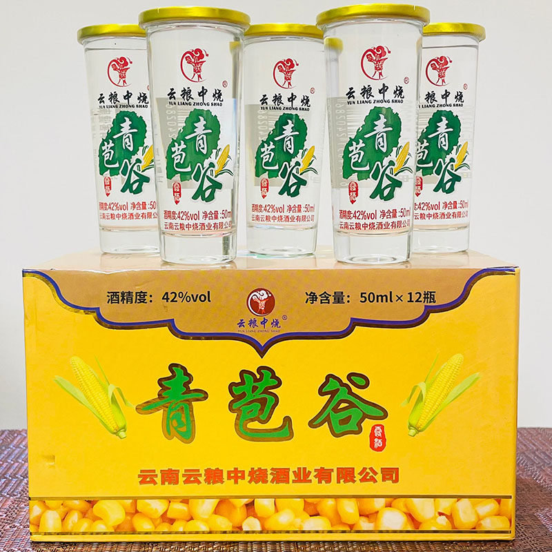 云粮中烧青苞谷酒42度 50mlx12杯包谷酒露酒清香型酒云南特产酒