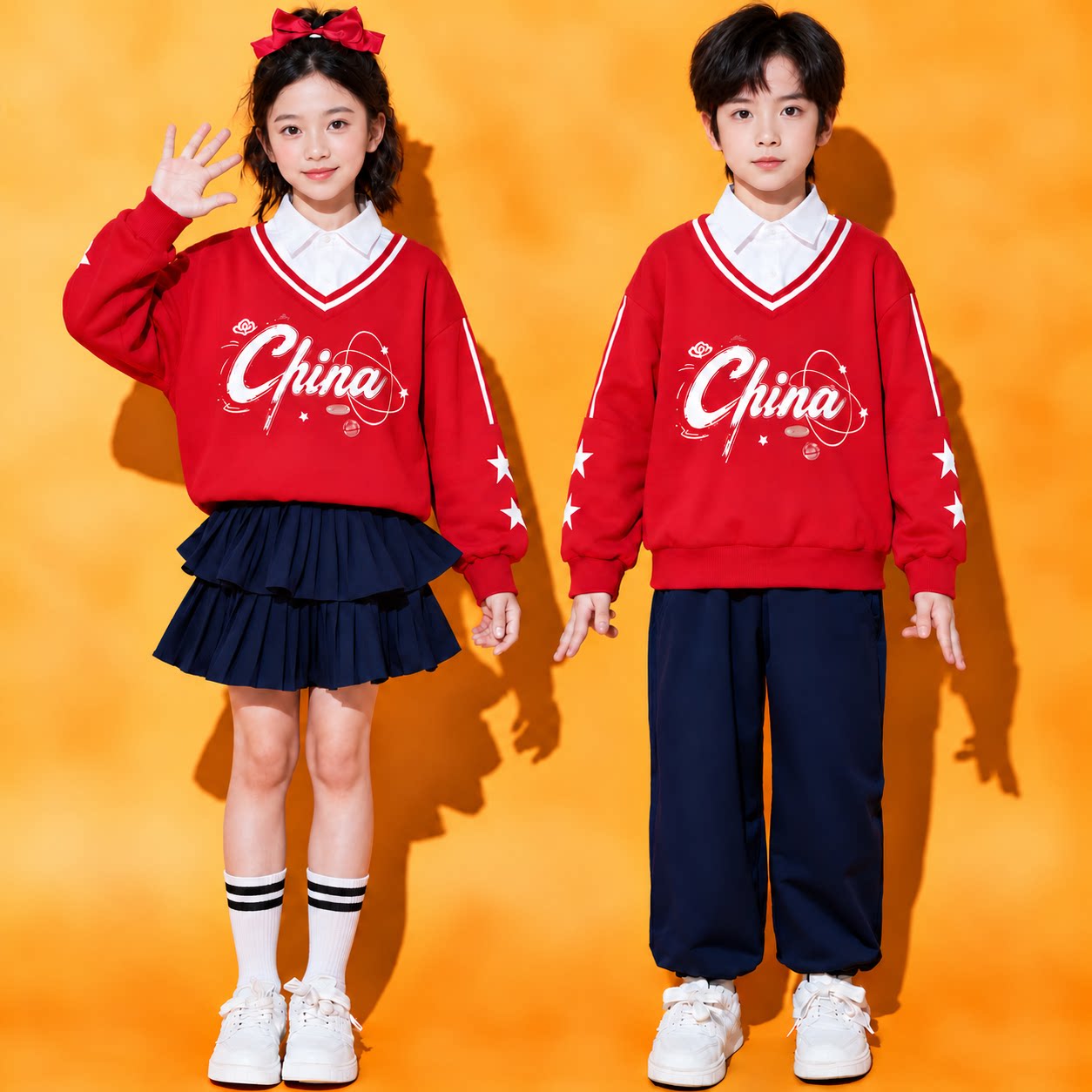 儿童合唱演出服秋冬小学生运动会班服套装啦啦队开幕式舞蹈表演服