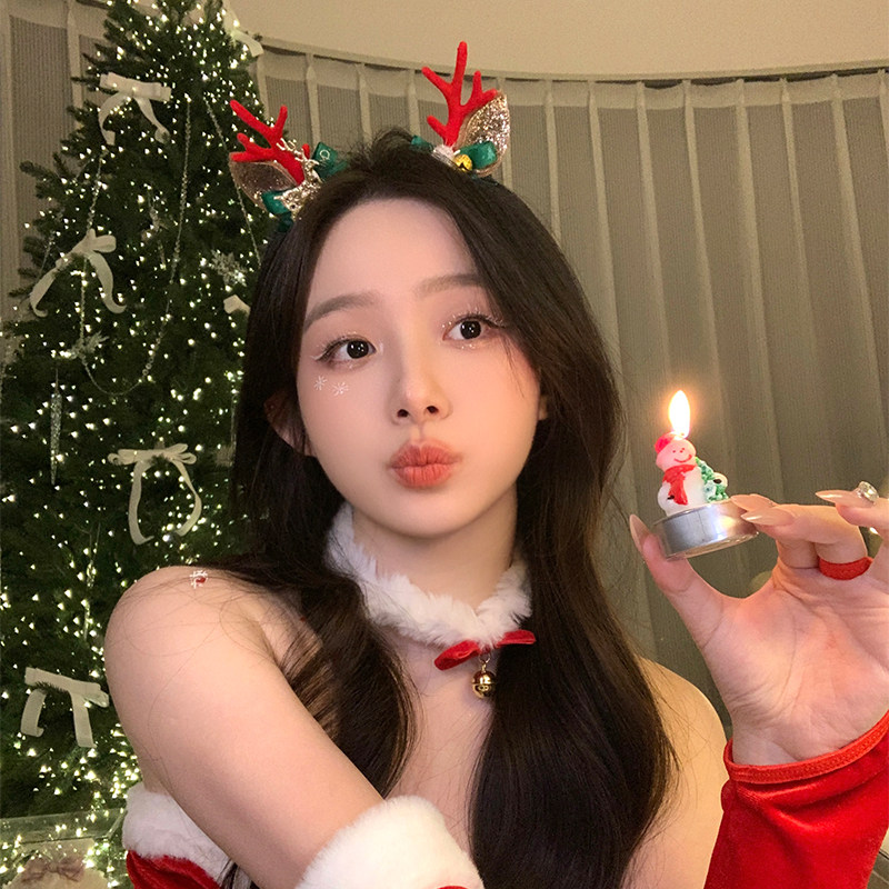 叮叮当~可爱圣诞鹿角铃铛发夹圣诞节装饰发饰发卡侧边夹子头饰品