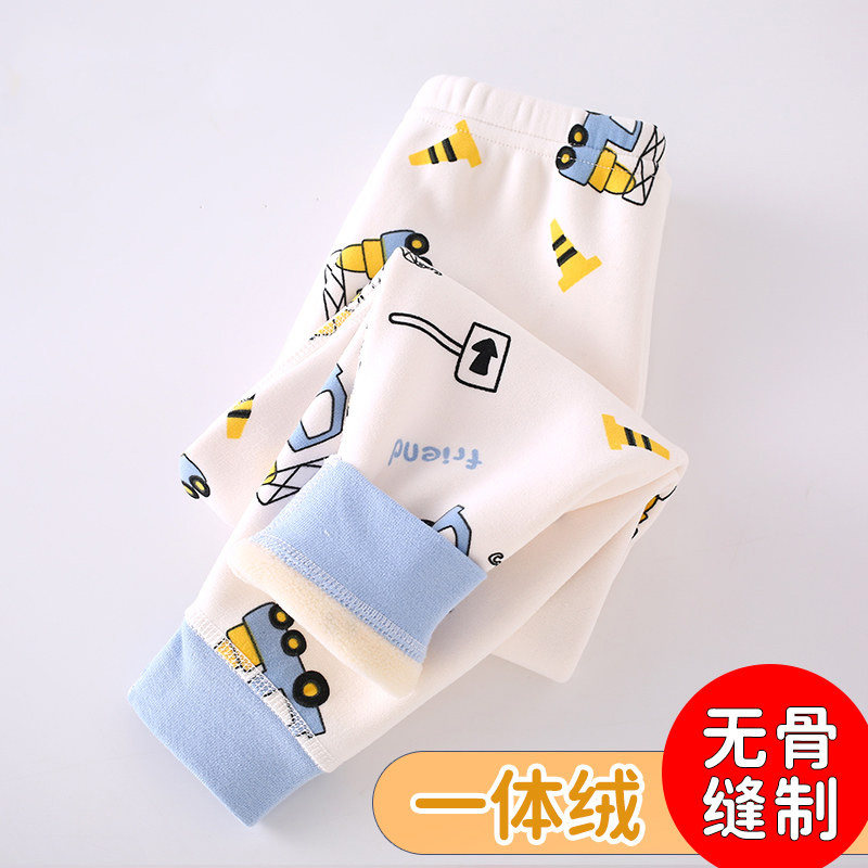 男童加绒裤子德绒秋冬儿童保暖裤宝宝内穿加厚秋裤无骨女童打底裤
