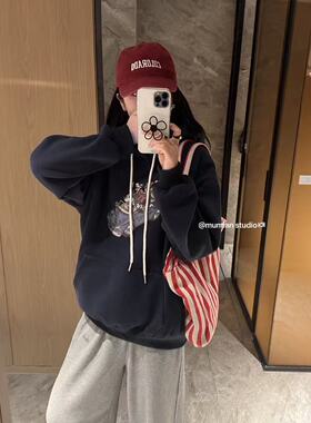 FAFA PRETTY 秋冬新款！韩代原厂加绒加慵懒宽版减龄爆款卡通卫衣