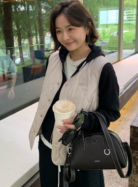 FAFA PRETTY 韩国智秀同款！双线方格棉马甲女V领休闲百搭叠穿