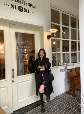 FAFA PRETTY 2026春季新款连帽束腰风衣羽绒服 长款保暖羽绒风衣